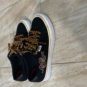 Vans Black Sneakers with Snake and Checkered Laces
